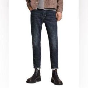 ALLSAINTS men’s Jack Tappered Jeans, In Dark Indigo button fly size 30